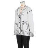 Painting Graffiti Loose Cardigan Jacket Knitted Top ZSD-0247