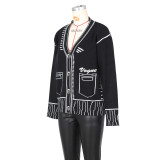 Painting Graffiti Loose Cardigan Jacket Knitted Top ZSD-0247
