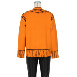 Painting Graffiti Loose Cardigan Jacket Knitted Top ZSD-0247