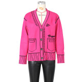 Painting Graffiti Loose Cardigan Jacket Knitted Top ZSD-0247