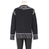 Painting Graffiti Loose Cardigan Jacket Knitted Top ZSD-0247