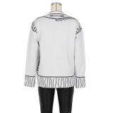 Painting Graffiti Loose Cardigan Jacket Knitted Top ZSD-0247