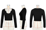 Fashion Solid Color Long Sleeve Short Top ASL-6628