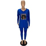 Fashion Print Long Sleeve Top And Pants Two Piece Set AWN-1009