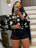 Floral Single-breasted Short Coat ZSD-0562