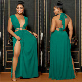 Fashion Solid Color Backless Maxi Dress BY-6206