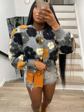 Floral Single-breasted Short Coat ZSD-0562