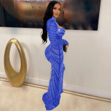 Slim Fit See Through Hot Diamond Maxi Dress NY-2620