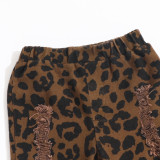 Children's Fashion Riped Hole Leopard Print Flared Pants YKTZ-206