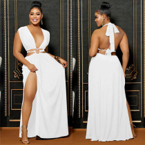 Fashion Solid Color Backless Maxi Dress BY-6206