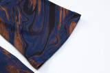 Printed Lapel Neck Deep V Sexy Dress GKLK-11000K
