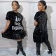 Fashion Short Sleeve Elegant Sequin Loose Dress GYSF-0026
