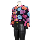 Floral Single-breasted Short Coat ZSD-0562