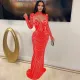 Slim Fit See Through Hot Diamond Maxi Dress NY-2620