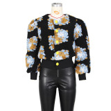 Floral Single-breasted Short Coat ZSD-0562
