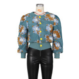 Floral Single-breasted Short Coat ZSD-0562