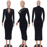 Sexy Fashion Solid Midi Dress YD-1078