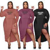 Plus Size Casual Letter Print Dress YIM-297