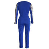 Sequine Splice Long Sleeve Pants Two Piece Set TE-4533