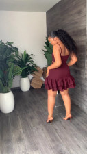 Casual Fashion Sling Ruffle Dress YS-S839