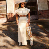 Plus Size Casual Letter Print Hot Drill Skirt Suit WAF-385246