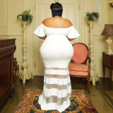 Plus Size Sexy Off Shoulder Splice Maxi Dress NNWF-7789