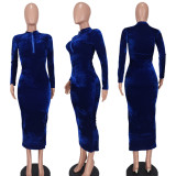 Sexy Fashion Solid Midi Dress YD-1078