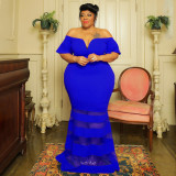 Plus Size Sexy Off Shoulder Splice Maxi Dress NNWF-7789