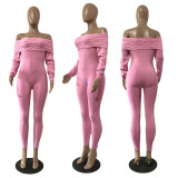 Knits Twist Striped Off Shoulder Sweater Jumpsuit GCNF-0202