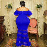 Plus Size Sexy Off Shoulder Splice Maxi Dress NNWF-7789