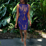 Sequined Sleeveless See-through Sexy Dress TE-4532
