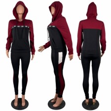 Fashion Contrast Color Hooded And Pants Two Piece Set LSL-0025