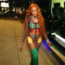 Sexy Print Tight Top Short Skirt Two Piece Set XEF-24234