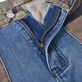 Camouflage Patchwork Straight-leg Jeans GBTF-9137