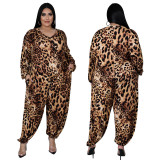 Plus Size Leopard Print Jumpsuit NNWF-3194