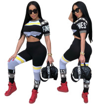 Printed Short Sleeve Pants Two Piece Set TE-4534