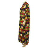 Plus Size Loose Print Shirt Dress (Without Belt)NNWF-3153