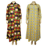 Plus Size Loose Print Shirt Dress (Without Belt)NNWF-3153