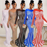 Sexy Hot Drill Nightclub Maxi Dress NY-2639