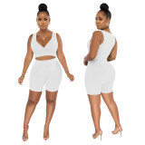 Solid Color Tank Top Shorts Two Piece Set YF-10392