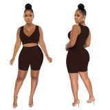 Solid Color Tank Top Shorts Two Piece Set YF-10392