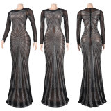 Sexy Hot Drill Nightclub Maxi Dress NY-2639