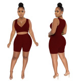 Solid Color Tank Top Shorts Two Piece Set YF-10392
