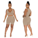 Solid Color Tank Top Shorts Two Piece Set YF-10392
