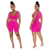 Solid Color Tank Top Shorts Two Piece Set YF-10392