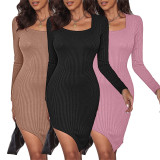 Square Neck Fashion Slit Irregular Sexy Dress ME-8273