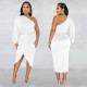 Fashion Solid Color Single Sleeve Dress BY-6217
