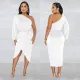 Fashion Solid Color Single Sleeve Dress BY-6217