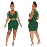 Solid Color Tank Top Shorts Two Piece Set YF-10392