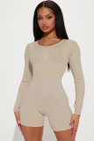 Sports Casual Rib Long Sleeve Rompers ME-8277